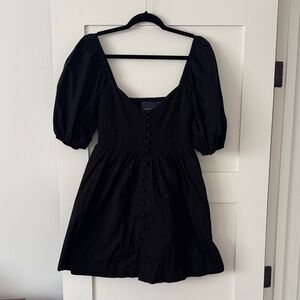 Maeve Black Puff Sleeve Mini Dress